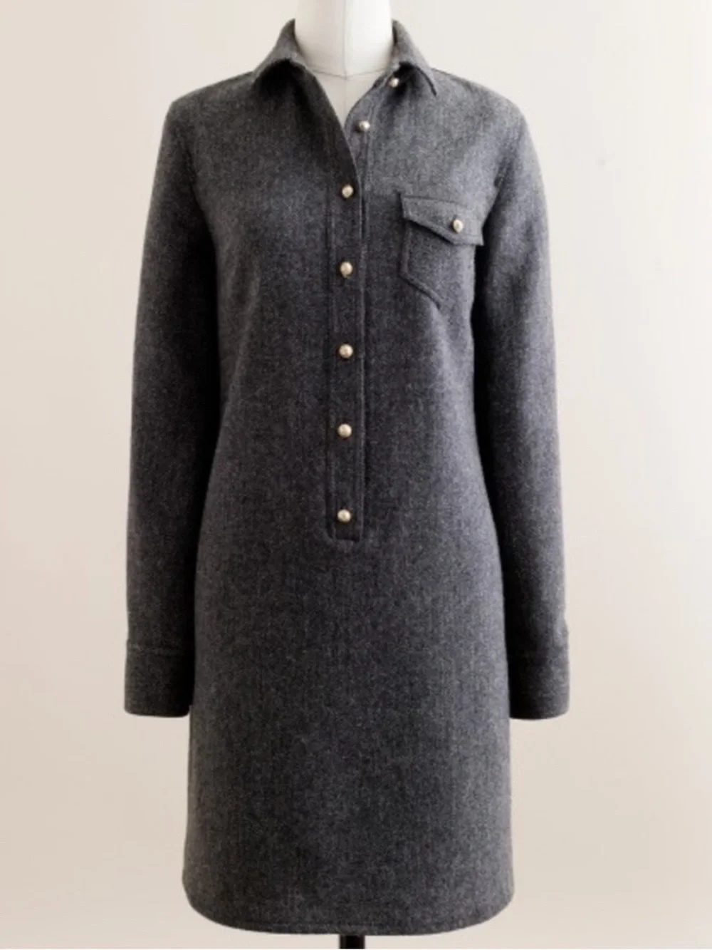 J.Crew 100% Wool Herringbone Shirt Dress NWT Size 0 Petite